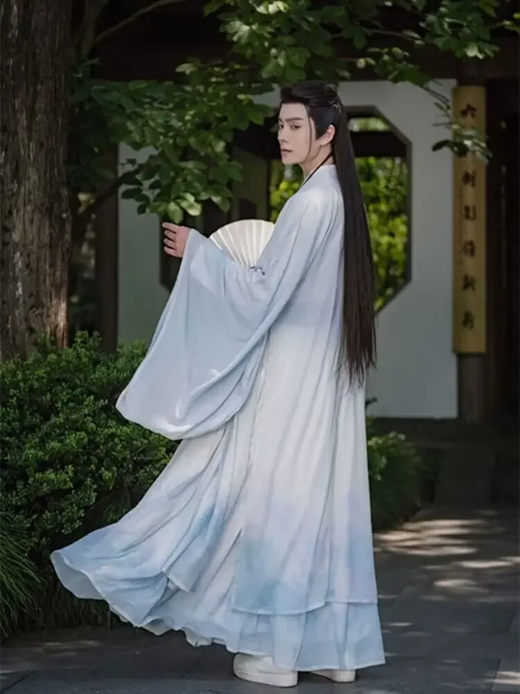 Hanfu เสื้อเชิ้ตผู้ชายฮาโลวีนโบราณชุดคอสเพลย์ผู้หญิง3ชิ้นชุด2XL ขนาดพิเศษ