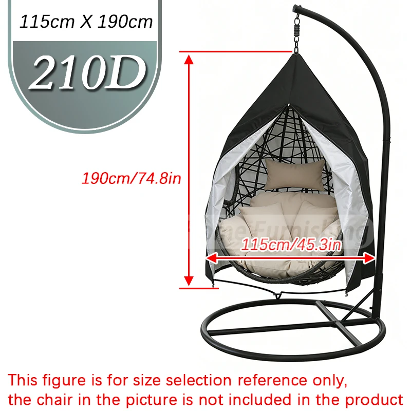 210D/420D Patio Egg Chair Cover with Zipper,Outdoor Hanging Egg Chair Covers.,UV Resistant,Windproof Heavy Duty Cover