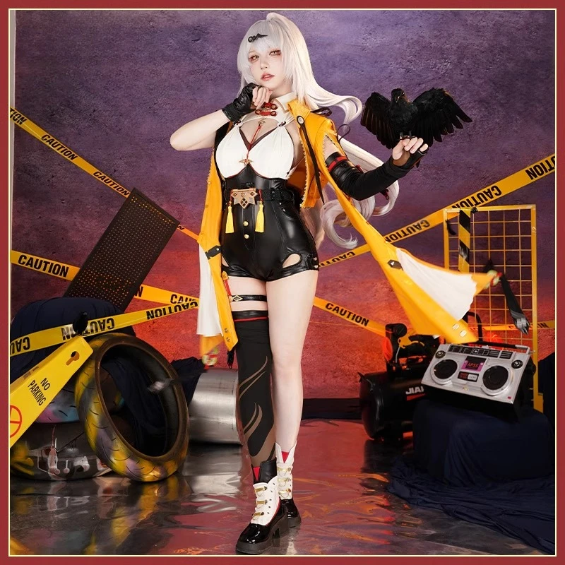 Kostium Cosplay Zenless Zone Zero Yixuan, seksowny kombinezon, płaszcz w stylu chińskim, uniform, żółty płaszcz, ochraniacze na buty, kostiumy na Halloween