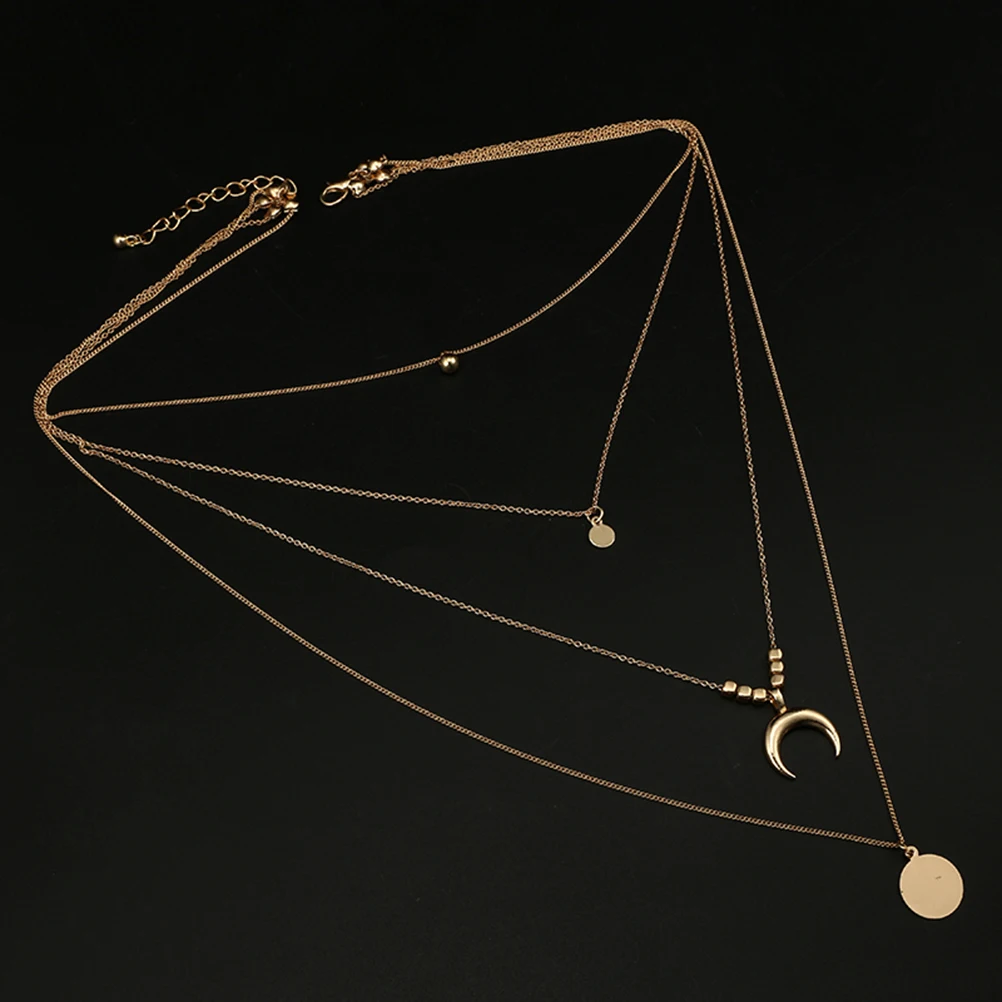

Elegant Multi Layer Moon Horn Choker Necklace Premium Alloy Pendant Necklace Stylish Women Jewelry Gift For Any Occasion