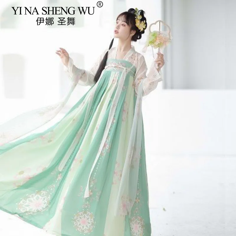 Women's Embroidery Hanfu Chinese Traditional Style Round Neck Robe Women Spring and Summer New Adult Performance Gown