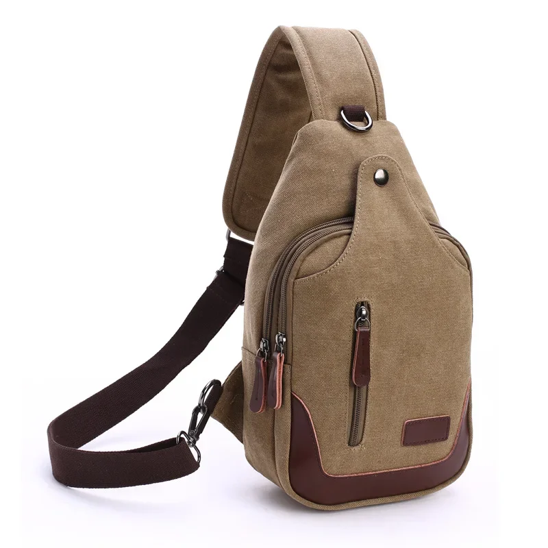 Brand New Men Vintage Canvas Leather Satchel Shoulder Sling Chest Pack Bag Sport Shoulder bag Men bolso hombre сумка через плечо