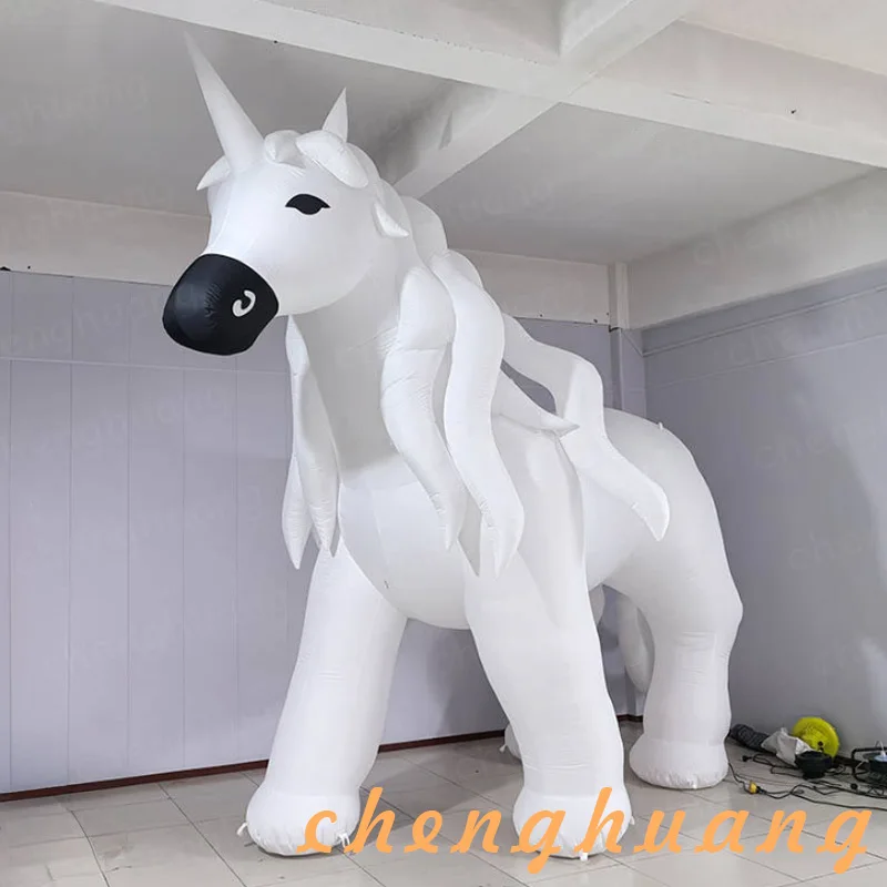 

Outdoor Christmas festival mascot inflatable mold god white inflatable unicorn, advertising campaign decoration