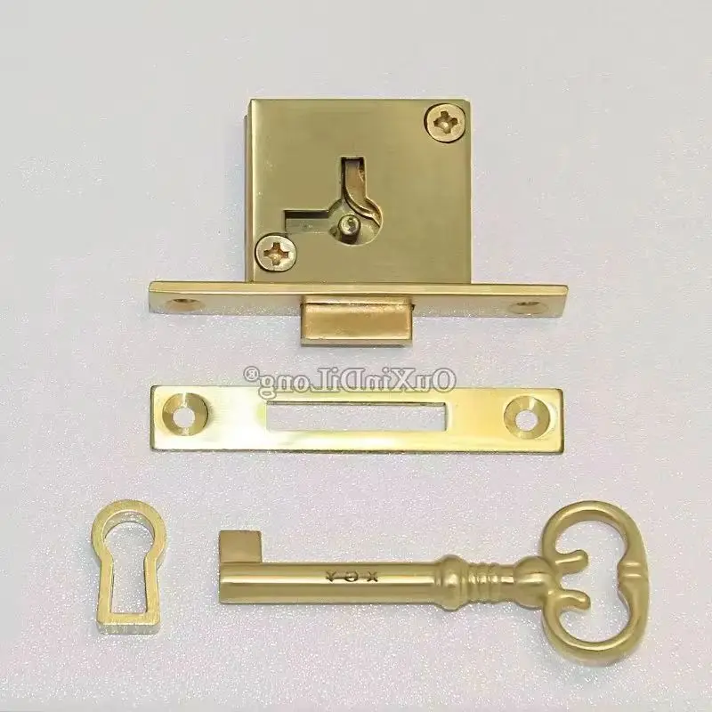 

2PCS Pure Brass Drawer Cabinet Locks Cupboard Locker File Cabinet Lock Wood Chest Case Gift Box Lock Hidden Furniture Lock+Key