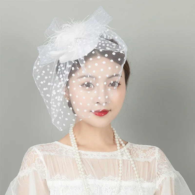 Feather Net Yarns Hat Elegant Wedding Accessories Bride Net Hats Headdress Women Party Prom Headwear Net Yarn Hairpin