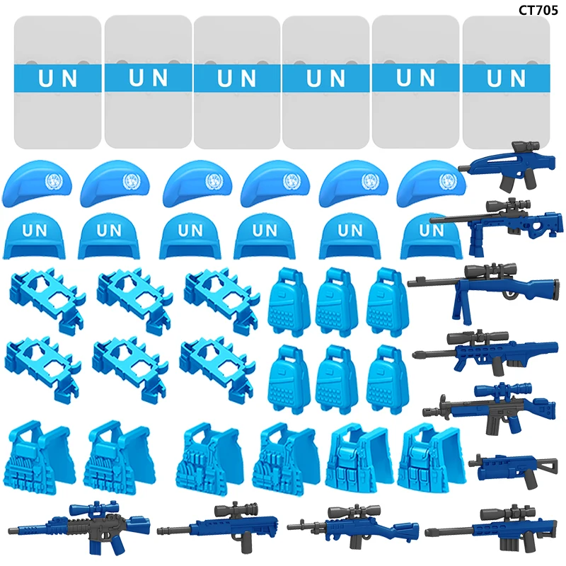 Juego de armas, Kit de juguetes militares de EE. UU., figuras de soldado, paquete de modelo, equipo del ejército, piezas de engranaje, accesorios mínimos, juguetes de bloques de construcción de ladrillos