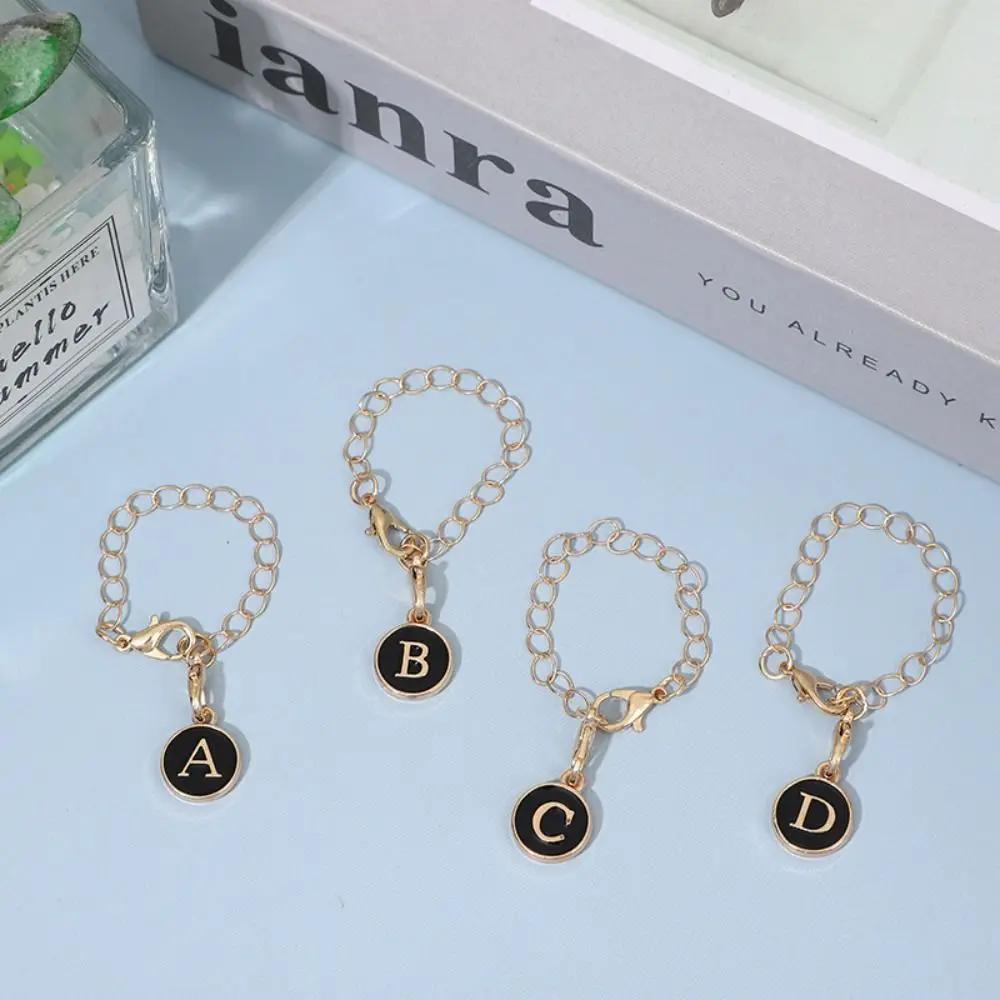 White/Black Letter Charm for Cup Initial Name Personalized Water Cup Handle Chain with Buckle Hanging Handle Charm Tumbler