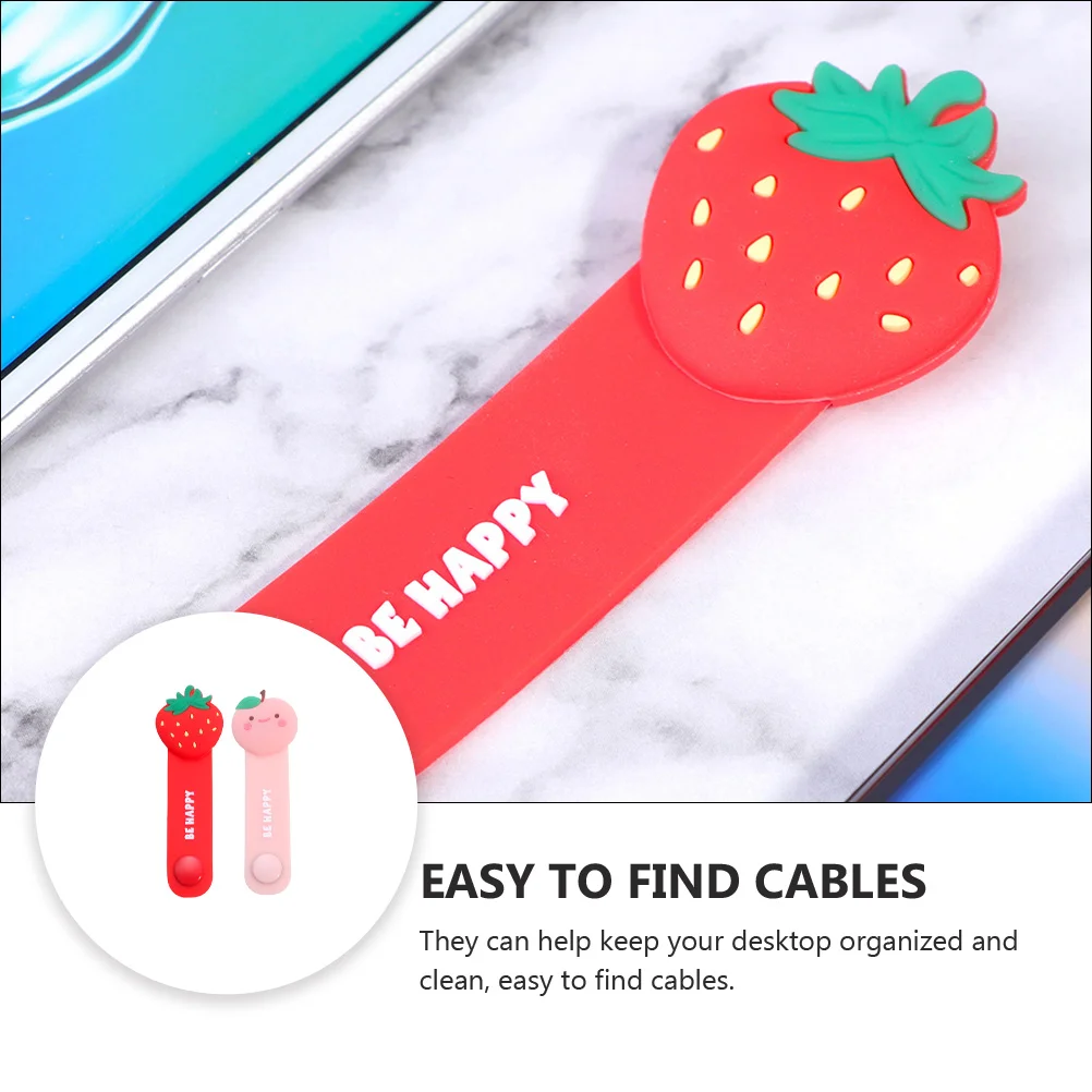 

2 Pcs Fruit Silicone Winder Cable Management Mouse Winders Cellphone Cord Organizer Manager Silica Gel Wrappers