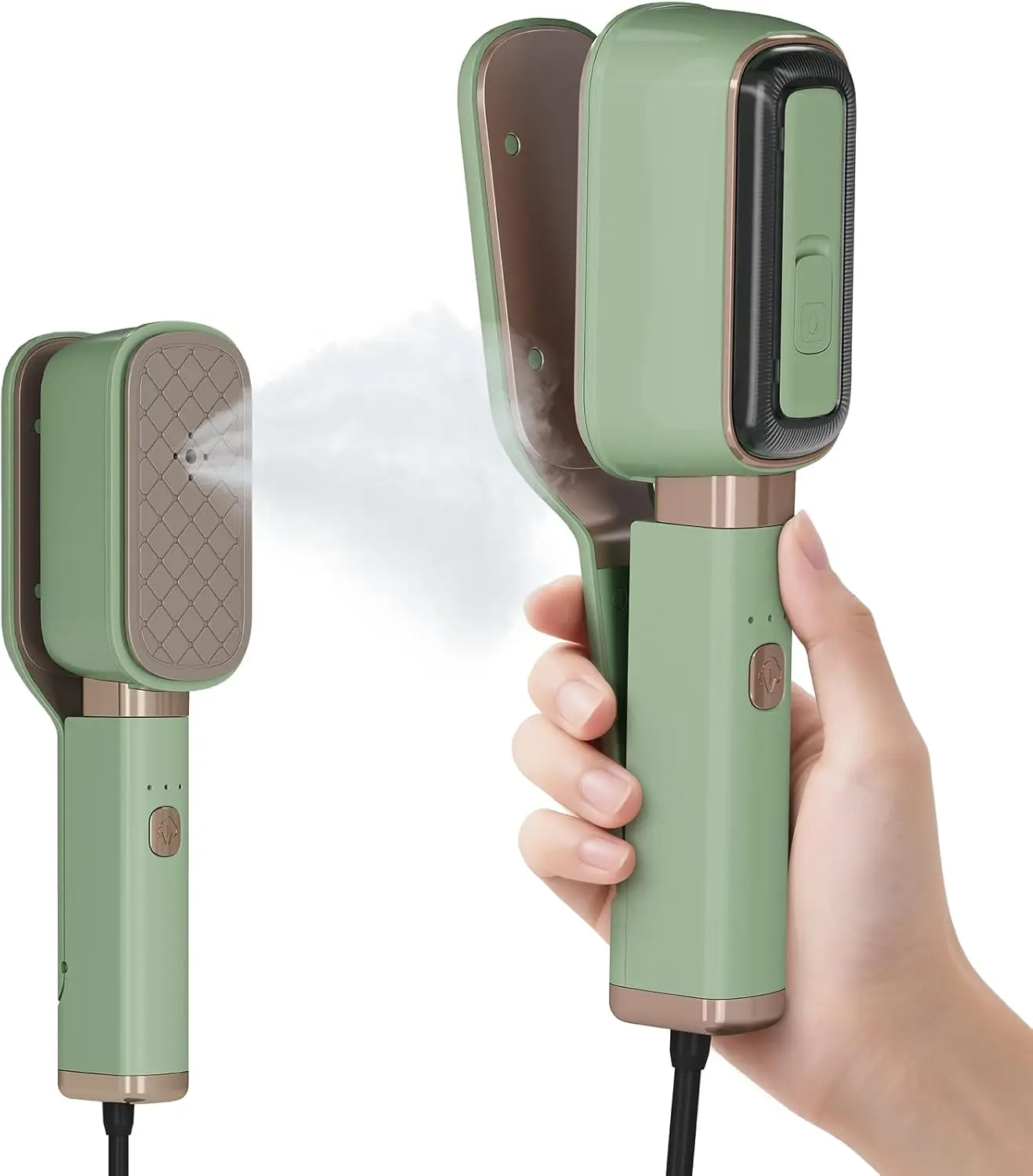 

Handheld Press Steamer 3-in-1 Mini Travel Iron, 180° Rotatable, 1000W Fast Heat-Up, Portable Garment Wrinkle Remover for Collars