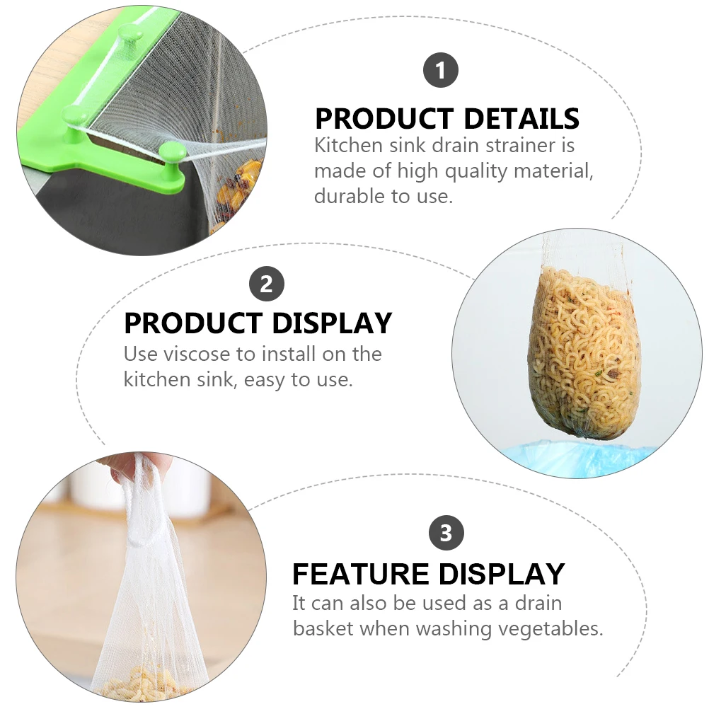 

51Pcs Kitchen Sink Drain Strainer Bag Triangle Mesh Holder Hanging Net Bag Elastic Flexible Filter for Garbage Storage Rack