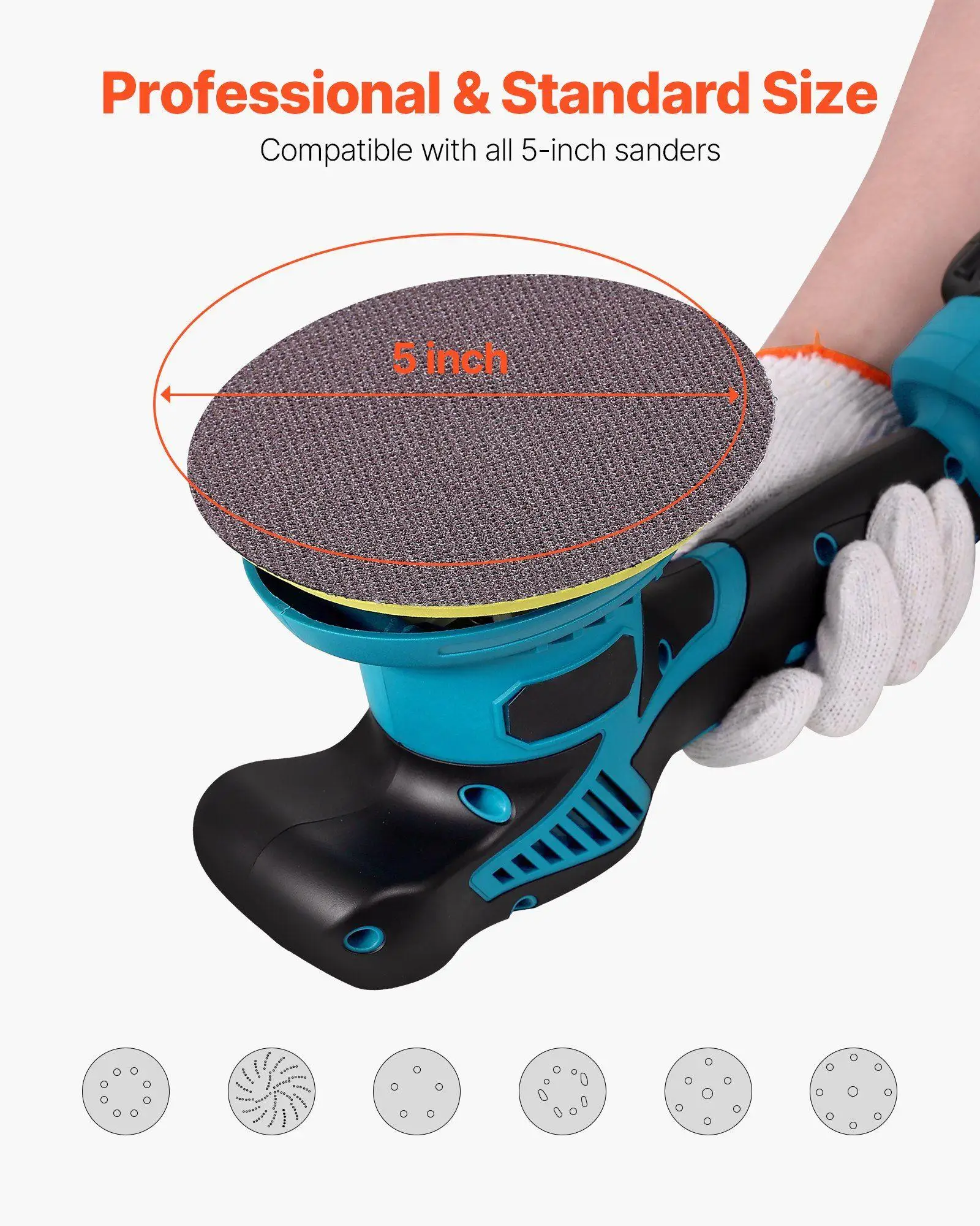 5 بوصة 50 قطعة أقراص كاشطة شبكية من السيراميك نطاق حصى 80 إلى 320 خطاف وحلقة أداء سريع التركيب مضاد للانسداد