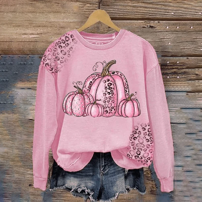 

Retro Women Hoodie Pink October Halloween Pumpkin Art pattern Print Sweatshirts Autumn Winter Long Sleeve Female Loose Pullover