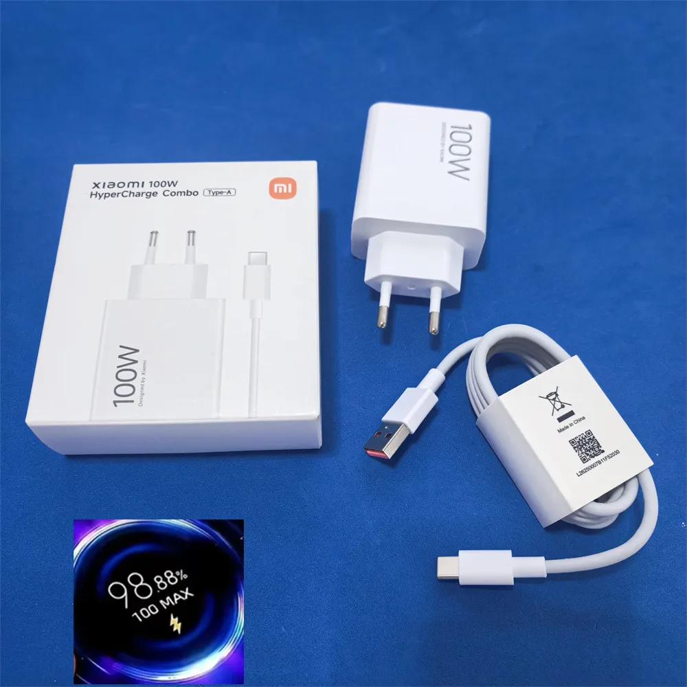 

Зарядное устройство Xiaomi Mi 17 15 14 Ultra Poco X7 F8 Pro 100W Turbo Fast Charge, адаптер питания EU, кабель Type-C 6A, Redmi K90 Pro Max Turbo5