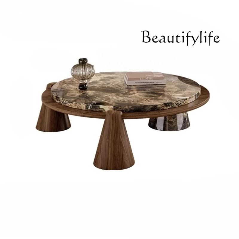 

Italian minimalist marble round coffee table combination modern simple small apartment new high-end sense