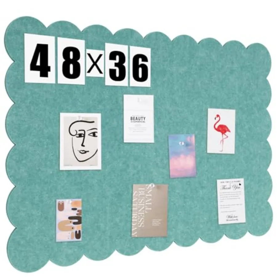 

Фетровая доска для заметок с фигурным краем, 48 x 36 дюймов, складная, цвета лесной зелени, альтернатива пробковой доске для стен, 4' x 3', трехсекционная, для фотографий