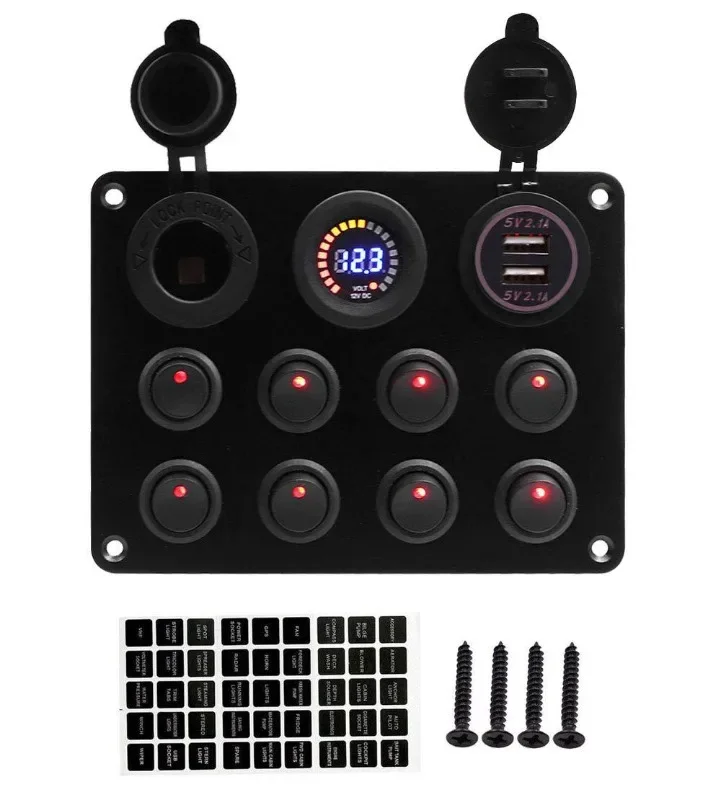 Carregador de carro com tela colorida DIY, carregador de interruptor basculante programável com iluminação RGB