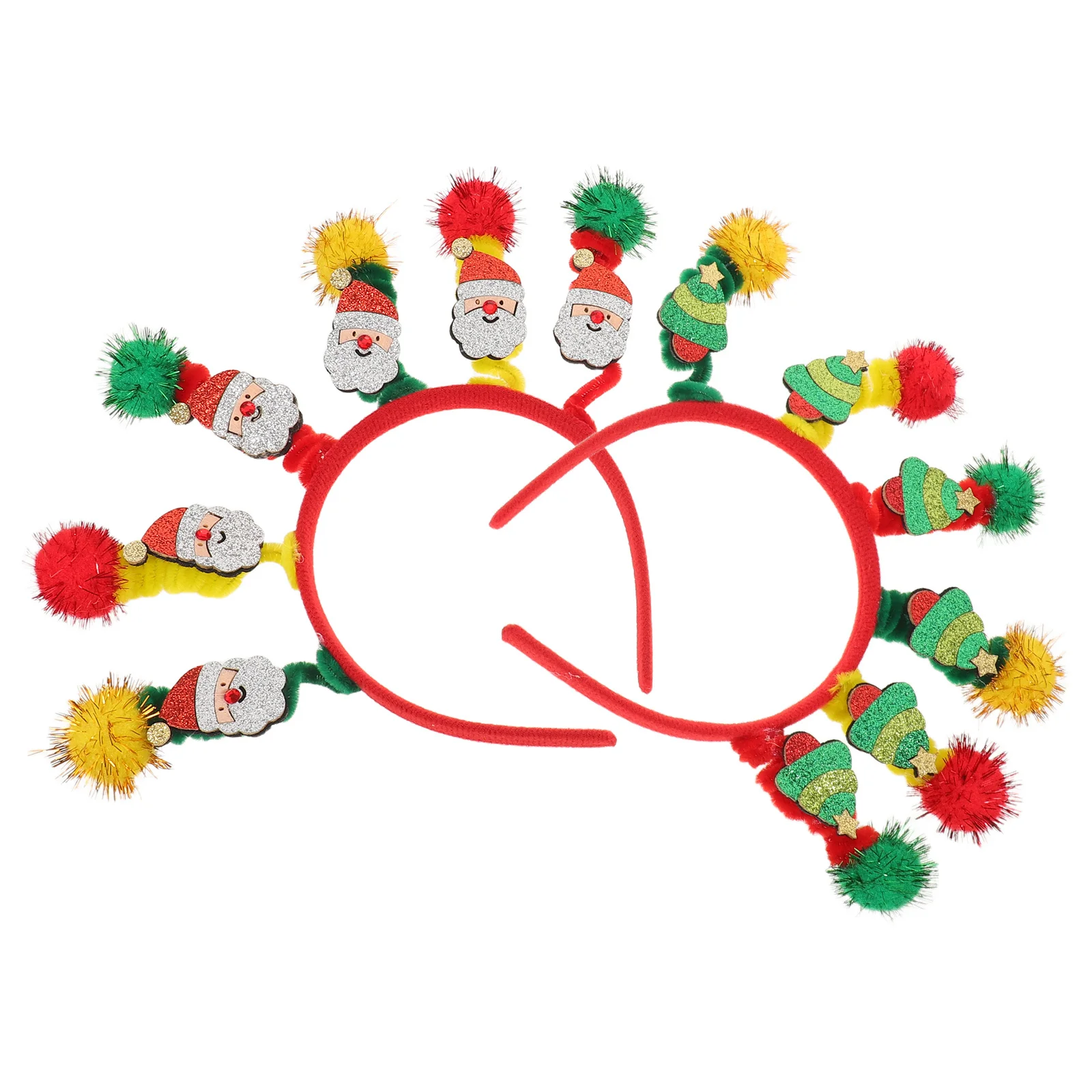 

2Pcs Holiday Hair Bands Colorful Springy Headwear for Christmas Party Costume Cute Festival Accessory