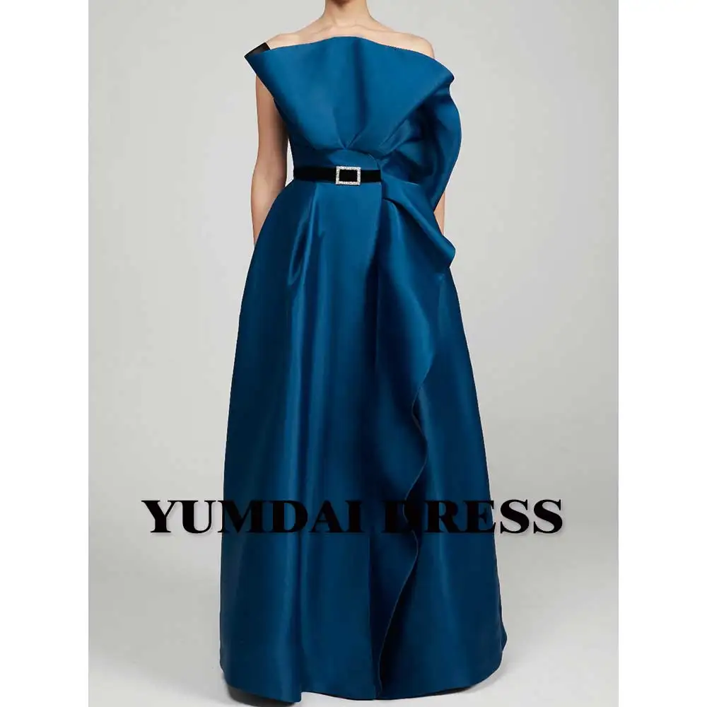 

YUMDAI Strapless Fan Neck Blue Ball Dress Elegant Mom Dress Long 2023 Fall Gorgeous Dubai Dress Celebrity Gala Dress Formal