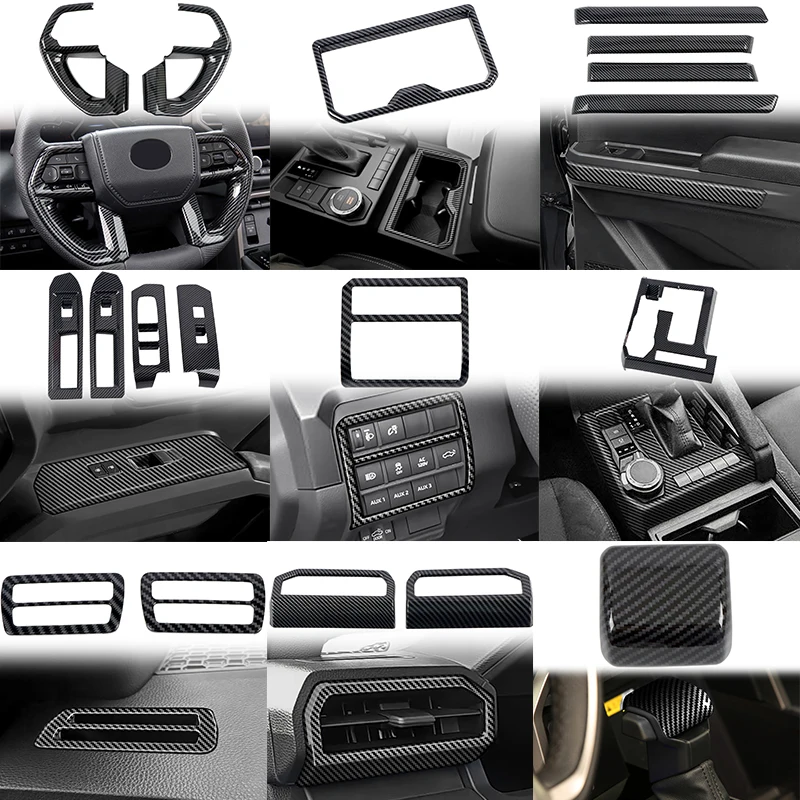 For Toyota Tacoma 2024 2025 Car Accessories ABS Carbon Interior Protector Moldings Cover 18pcs