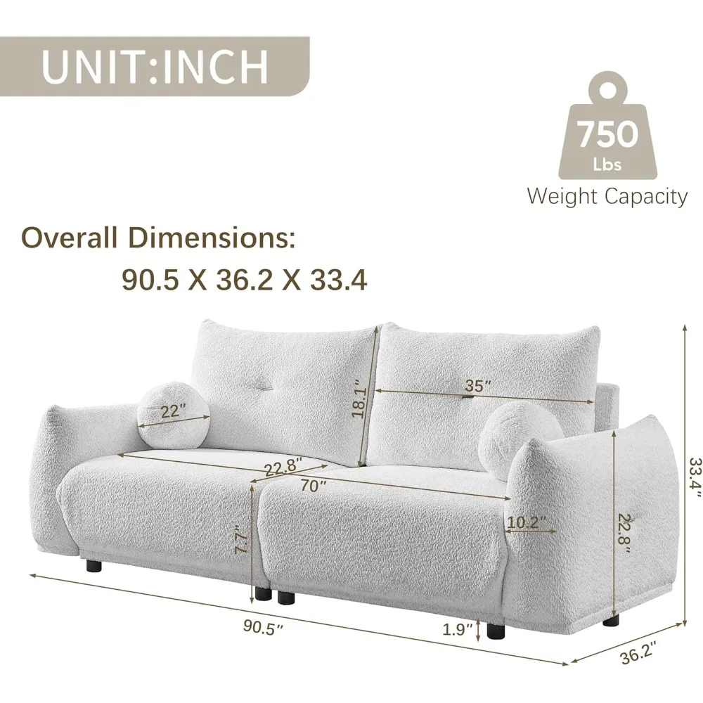 Living room two-seater sofa set 2-piece set, 90 inch comfortable sofa, small sofa suitable for small space in bedroom apartment