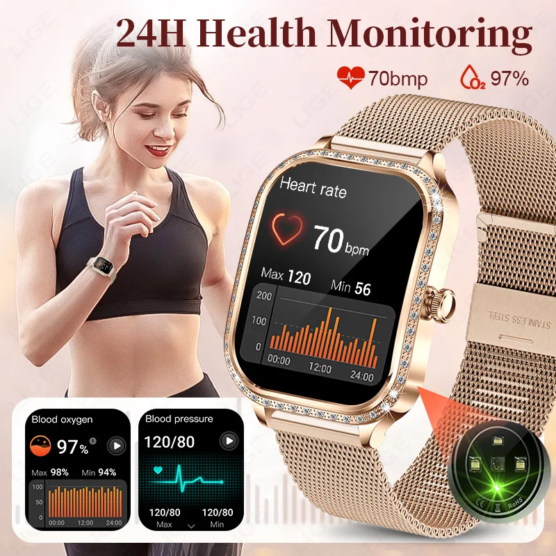 LIGE New Bluetooth Call Smart Watches Women Wrist Watch Fitness Watch Waterproof Smartwatch For Xiaomi Huawei Android iOS iPhone