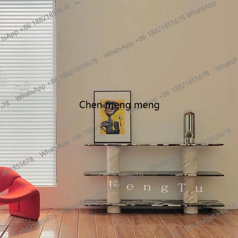Italian Minimalist Marble Bookshelf Model Room Light Luxury High-End Multi-Layer Display Shelf