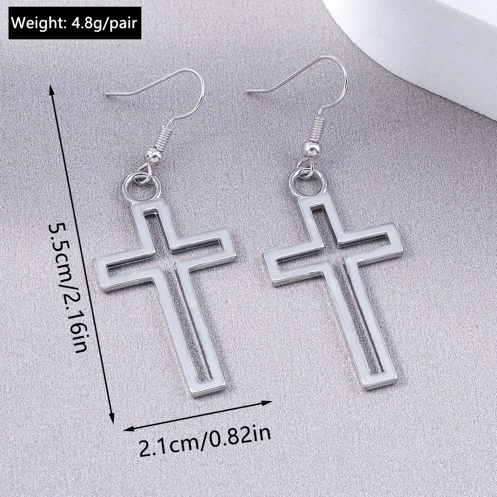 Aihua Punk Hohl Kreuz Anhänger Ohrringe Vintage Gothic Kreuz Ohrringe Edelstahl Jesus Christian Schmuck für Frauen Männer – Detail 6