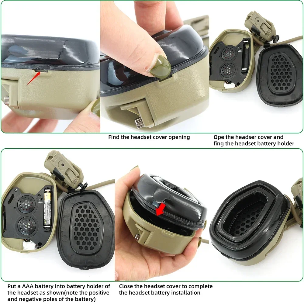 TAC-SKY Tactical Headset RAC Communication Headset Airsoft Noise Reduction Headphones with Tactical ARC Rail Adapter Fast Helme