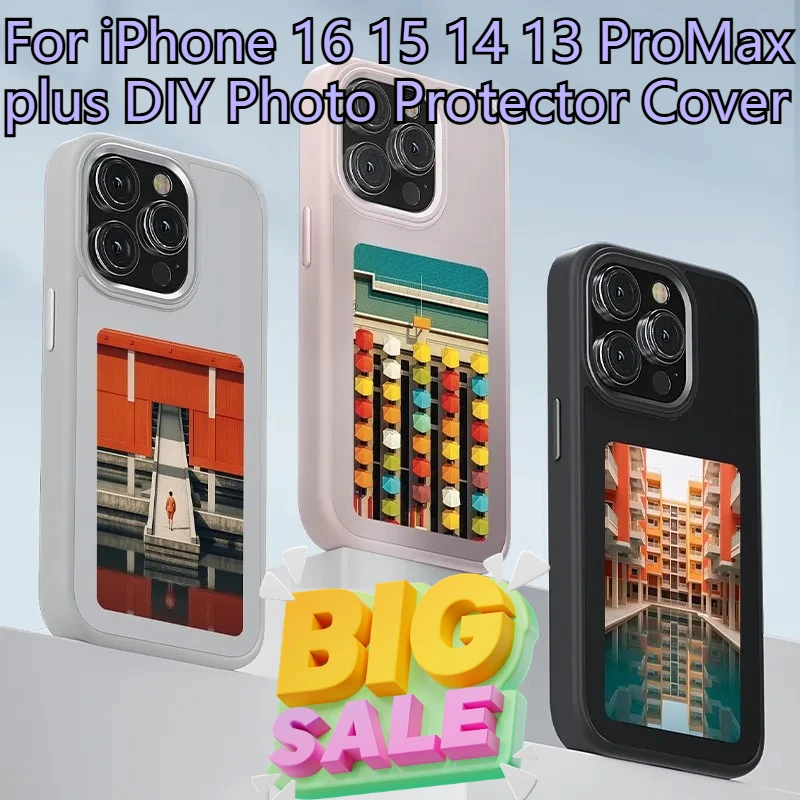 

For Iphone 16 15 14 13 Pro Max 16plus DIY Photo Protector Cover Four Colors NFC Image Transmission AI E-ink Screen Phone Case