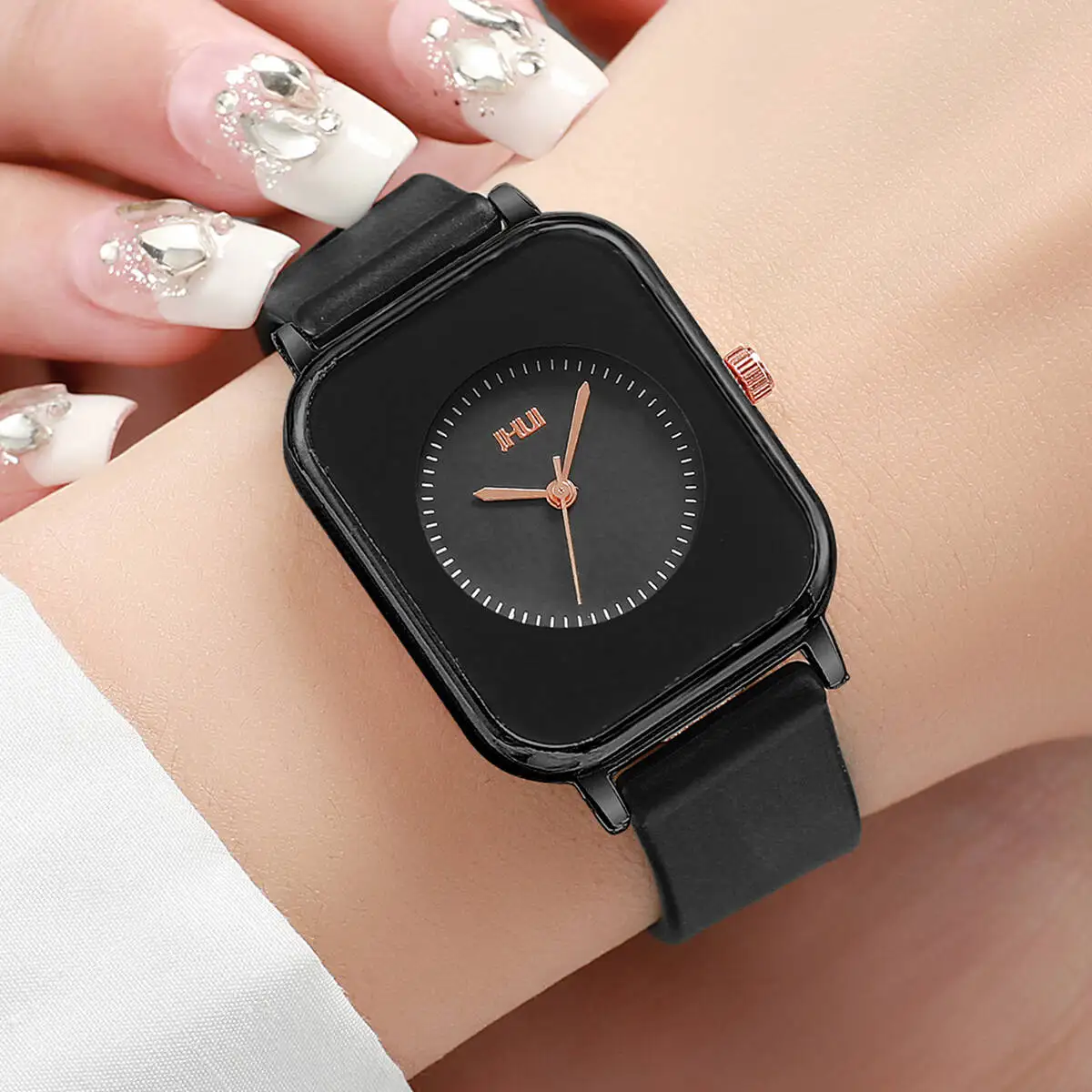 Fashion Rectangle Women Quartz Watch Casual Silicone Band Sports Watches for Women Clock Reloj Mujer（Without Box）
