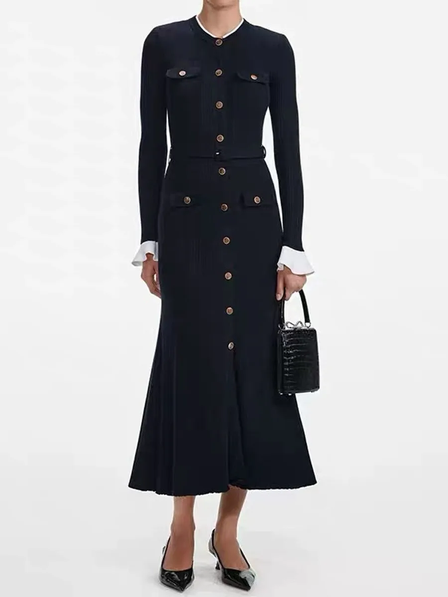 

Ele Knitted Slimming Casual Dr Sli Autumn Spring New Arrival for Sophistied Ladies Faionable All-Season Dr