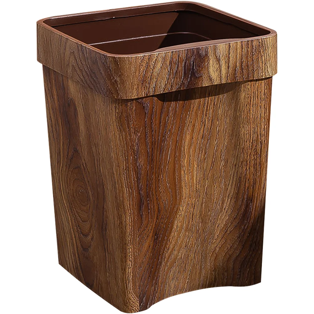 

Imitation Wood Grain Trash Can Office Waste Basket Bathroom Trashcan Garbage Car for Bin Rubbish Container Cans Outdoor