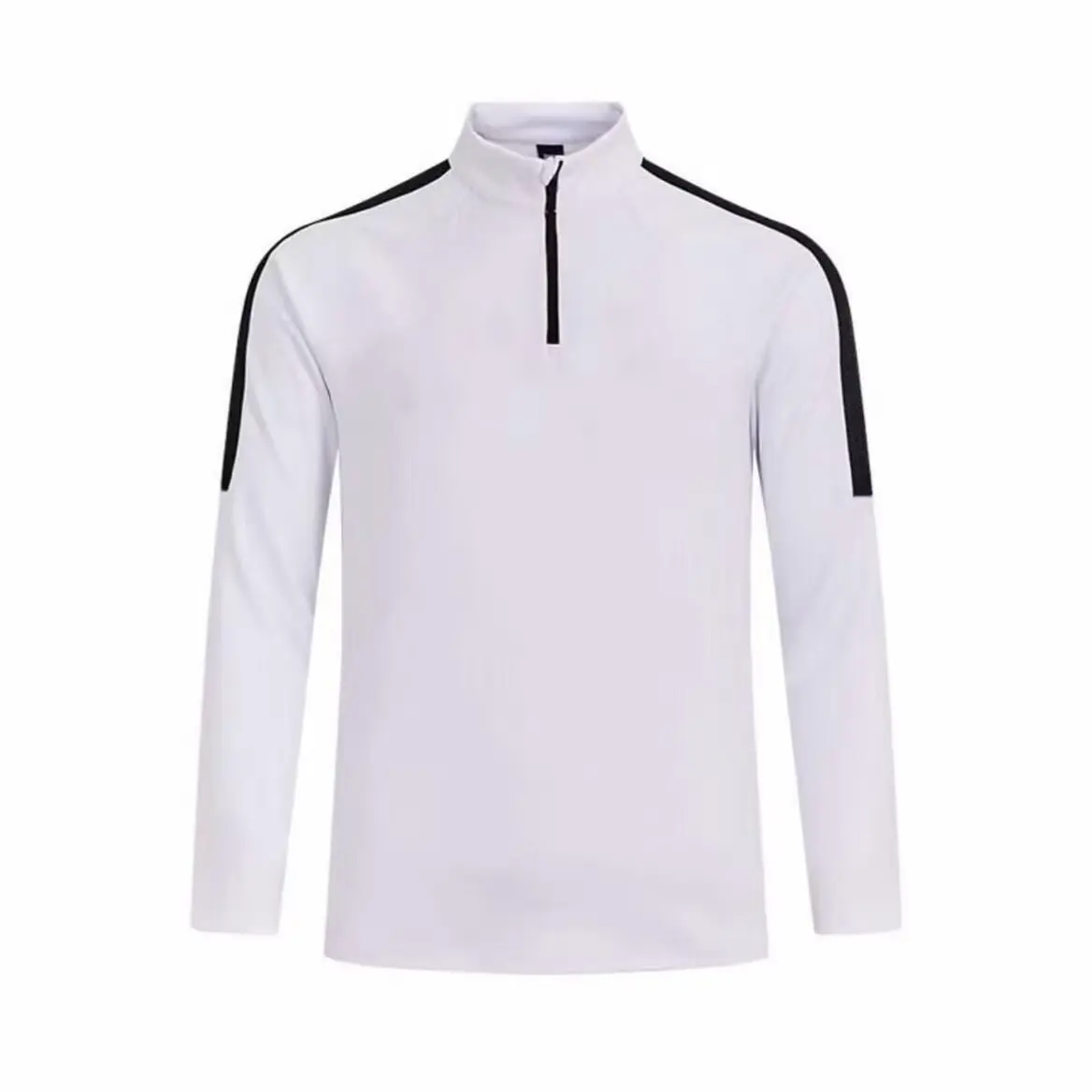 New Trendy Zip-Up Crewneck Long Sleeve T-Shirt Design for Men - Dry-Fit Sport Top with Literary Charm