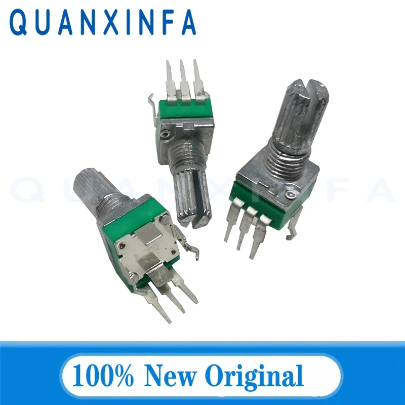 10PCS Vertical single R097 RK097 precision potentiometer with bracket, handle 15mm, no gear, 3 feet B10K 2K 5K 50K 100K 500K 1M