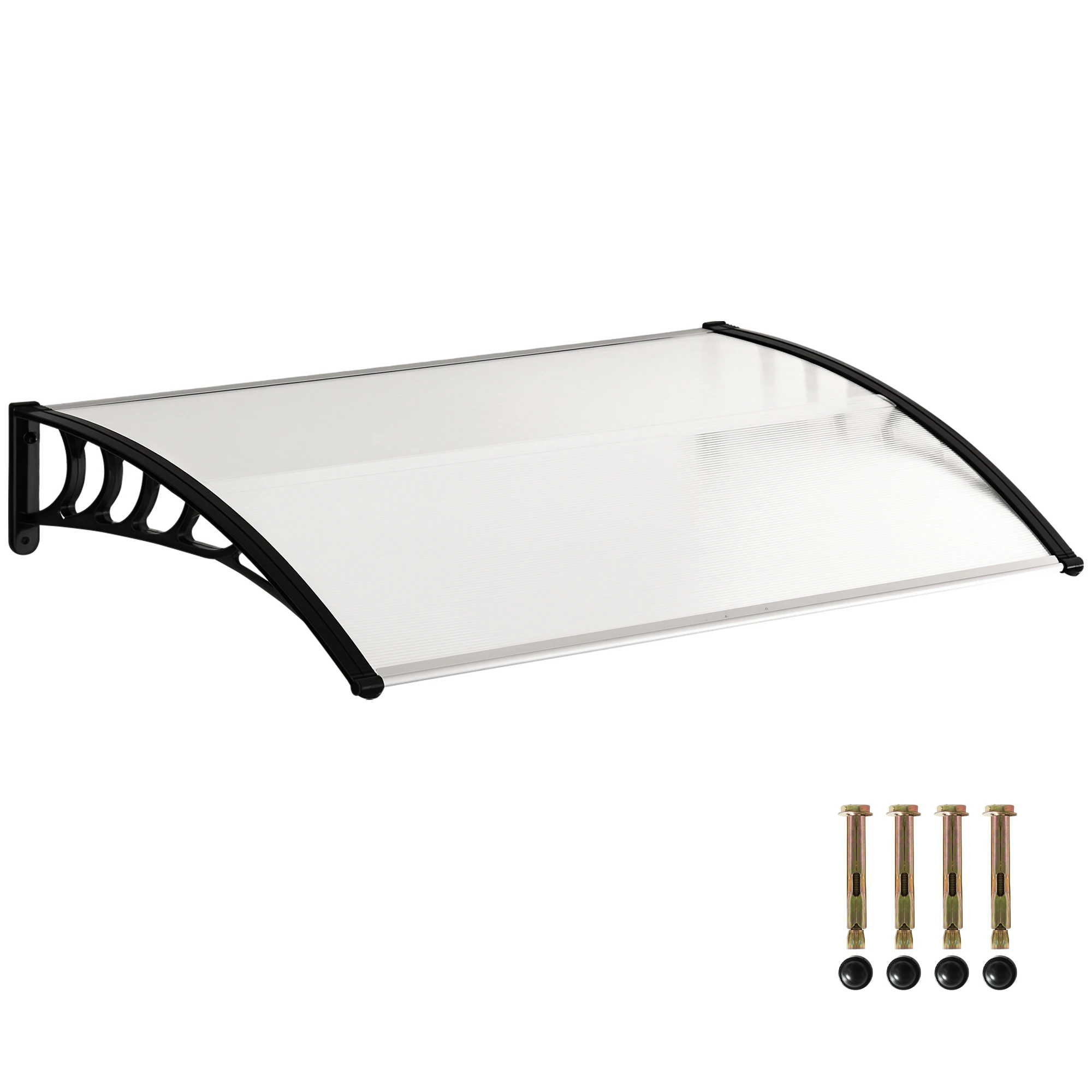 NONE Outsunny Marquesinas Exterior para Puertas y Ventanas, 122x89 cm, Tejadillo de Protección contra Sol y Lluvia, con Cubierta de Policarbonato, Sop
