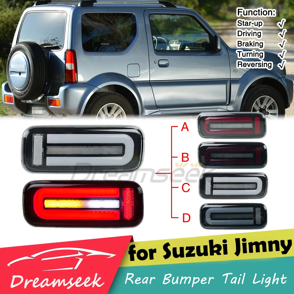 LED Rear Bumper Brake Tail Light for Suzuki Jimny 2007-2017 Reflector Reversing Lamp w/ Sequential Dynamic Turn Signal Taillight