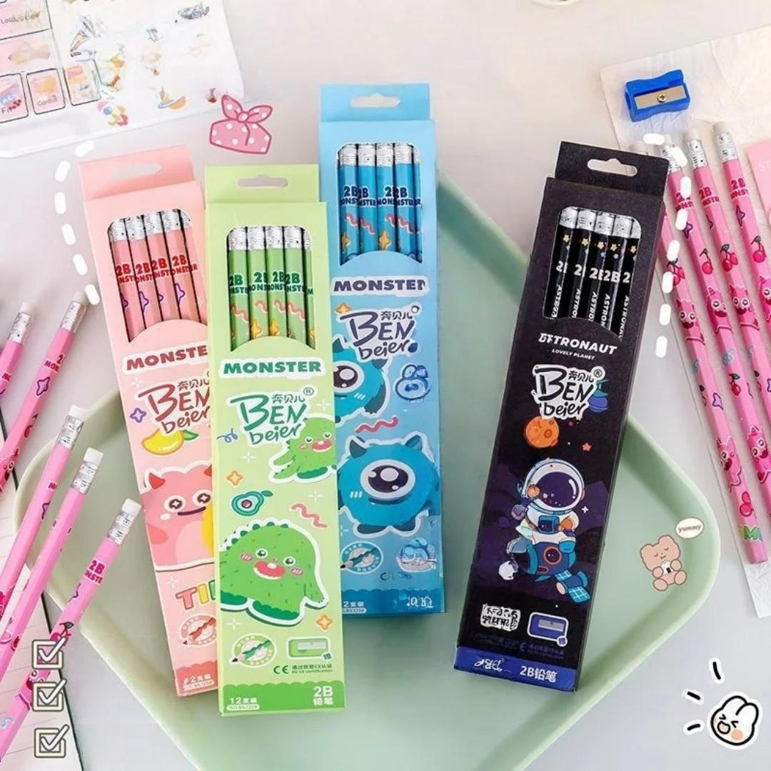 

Набор из 12 милых карандашей 2B/HB с ластиком, для детей и студентов, для письма и рисования, школьные принадлежности, подарок, приз