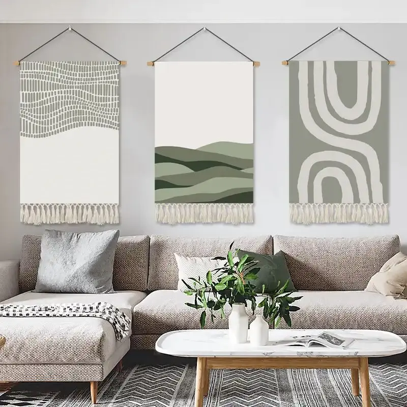 VIKAMA Boho Abstract Text Tapestry Minimalist Inspirational Quote Geometric Art Wall Hanging Bedroom Dorm Home Decor