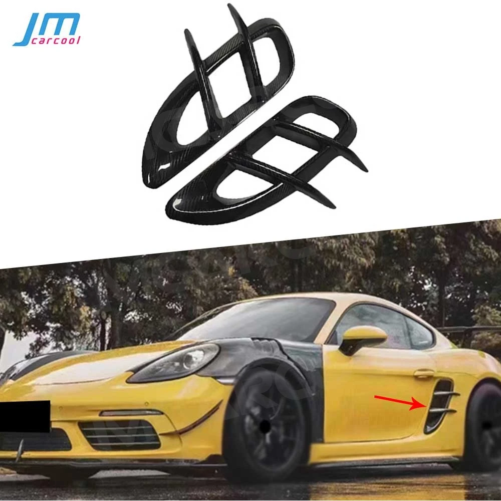 

Carbon Fiber Side Fender Air Vents Frame Trim Cover Splitters for Porsche 718 Cayman Boxster Coupe 2016-2020 Car Accessories