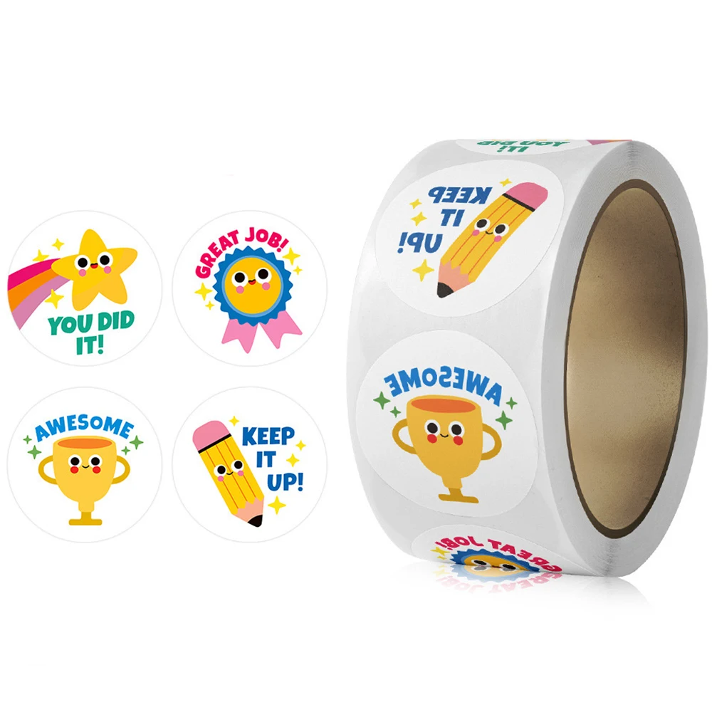 ステッカーロール,100〜500個,学校の学生の仕事のラベル