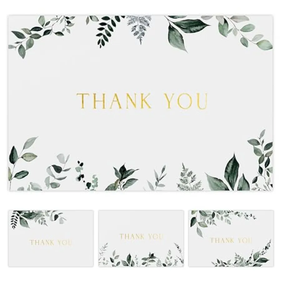 

Beautiful Thank You Card Set - 30 Elegant Blank Cards with Envelopes Stickers - Ideal for Weddings Business Baby Showers More -
