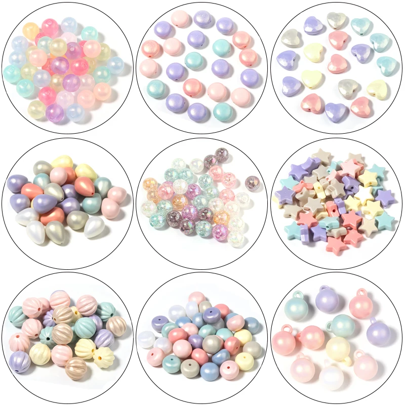 Multiple Acrylic Macaron Cracked Beads Mixcolor Round Loose Beads Charm For Needlework Jewelry Making Bracelets DIY Accessories