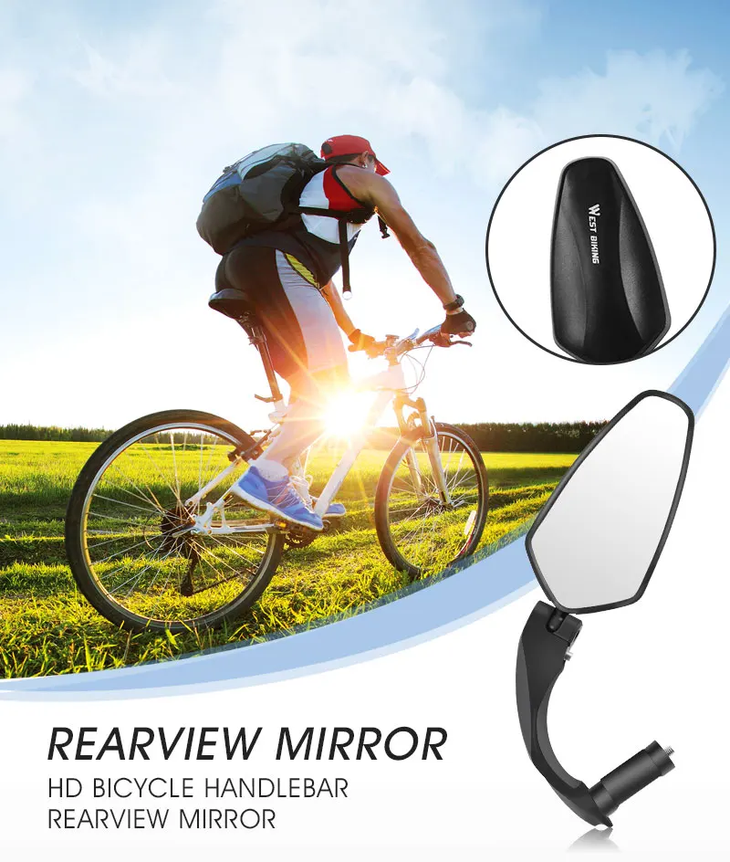 WEST BIKING Fahrrad-Rückspiegel 360° ° Drehbarer HD-Fahrrad-Lenkerendenspiegel für MTB-Fahrräder mit 17,4-22mm Innendurchmesser Lenker – Detail 2