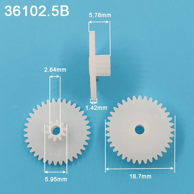 36102.5B 0.5M 19mm Diameter 36 Teeth + 10 Teeth 2.5mm Shaft Loose Pom Plastic Pinion Gear Toy Model Parts 36+10T