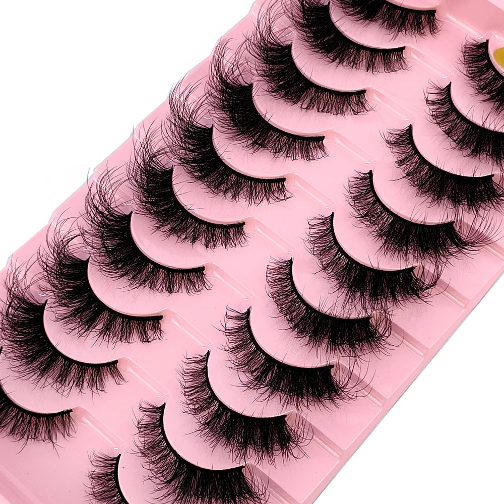 10 par rzęs w rosyjskie paski, puszyste sztuczne rzęsy z norek, rzęsy 3D, rosyjskie kręcone rzęsy, sztuczne rzęsy