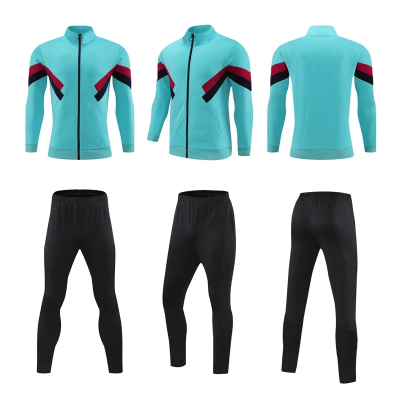 2Pcs Set Mens Soccer Sportswear Tracksuit Jacket Football Training Set Adult group purchase for adult jogging kit 6XL