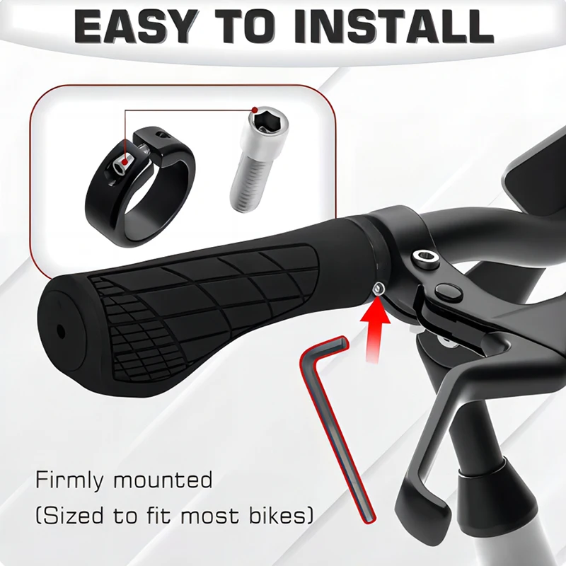 Soft Rubber Bicycle Handlebar Grip, MTB Cuffs, Non-slip Handle Cover, Lock On, Mountain Bike Handles, 22.2mm