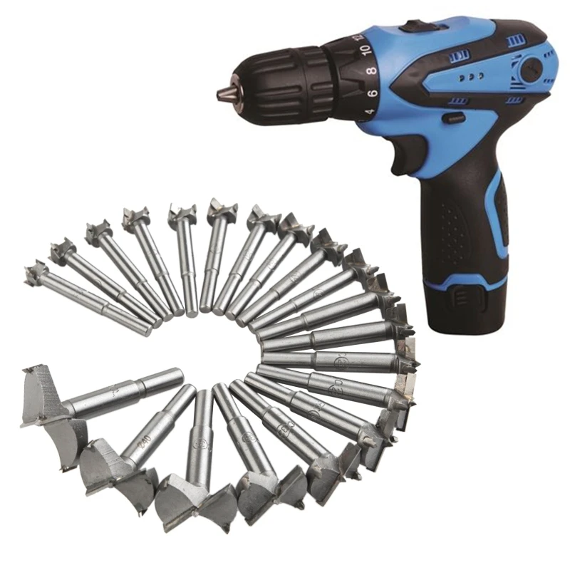 20 pz/set 14-50mm Forstner Punte da Trapano Lavorazione Del Legno Autocentrante Foro Seghe Carburo di Legno Strumenti di Taglio