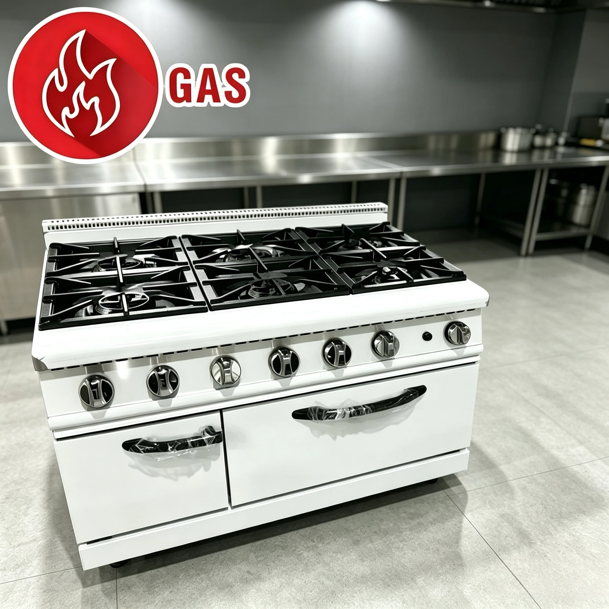 Professional Heavy Duty 6-Burner  Range Oven Freestanding Gas Stove Cooking Range
