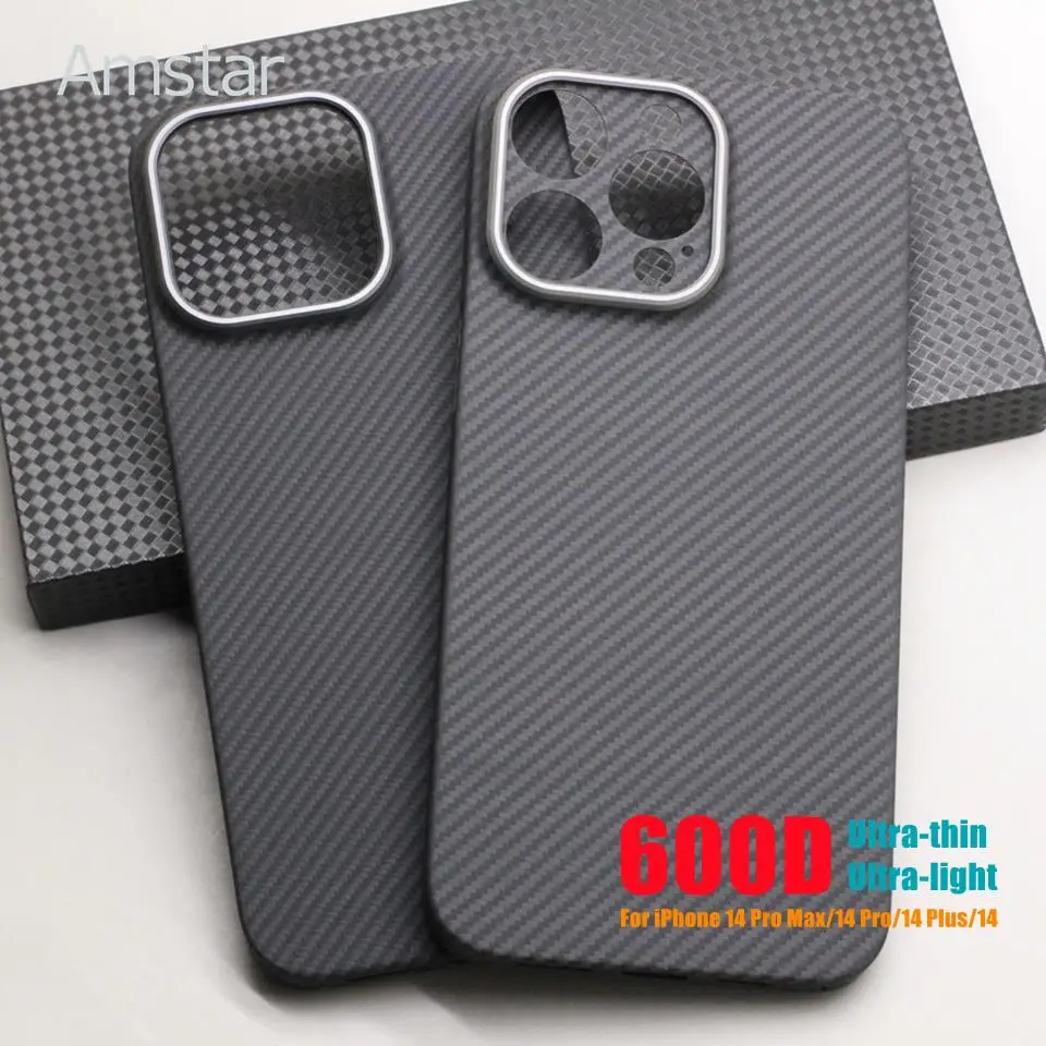 

Amstar 600D Super-thin Carbon Fiber Phone Case for iPhone 14 Pro Max 14 Plus High-quality Aramid Fiber Anti-fall Cases Cover